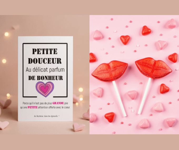 CARTE PETITE DOUCEUR + 2 SUCETTES BISOUS - S29