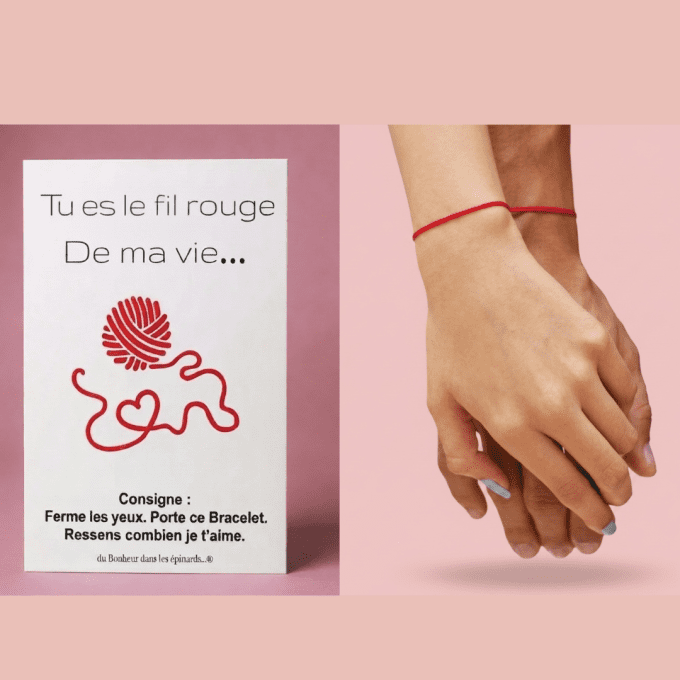 CARTE TU ES LE FIL ROUGE DE MA VIE + 2 BRACELETS - R01 