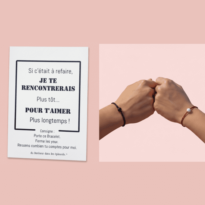 CARTE SI C'ETAIT A REFAIRE + 2 BRACELETS PERLE - R13
