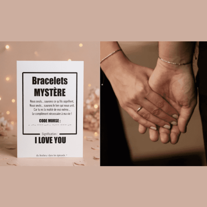 CARTE I LOVE YOU + 2 BRACELETS MORSE - R24
