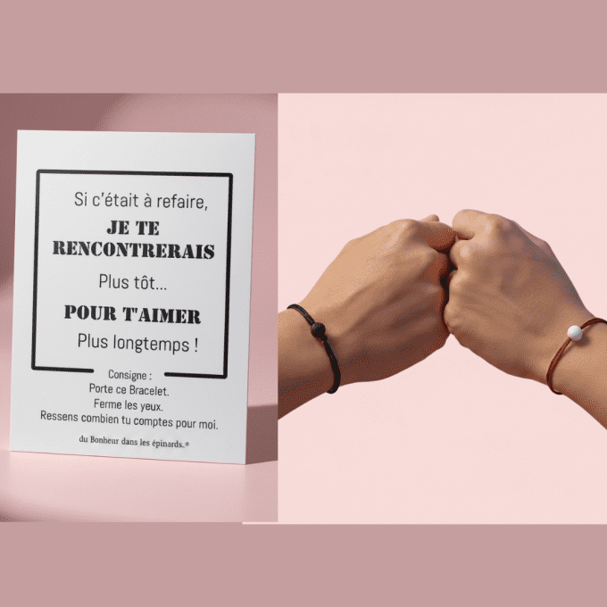 CARTE SI C'ETAIT A REFAIRE + 2 BRACELETS PERLE - R13