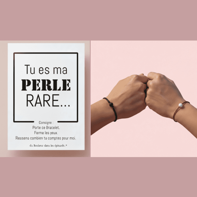 CARTE PERLE RARE + 2 BRACELETS PERLES NATURELLES - R22