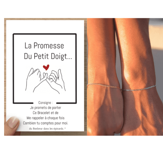 LOT DE 10 - CARTE PROMESSE DU PETIT DOIGT + 2 BRACELETS PROMESSE - R11D