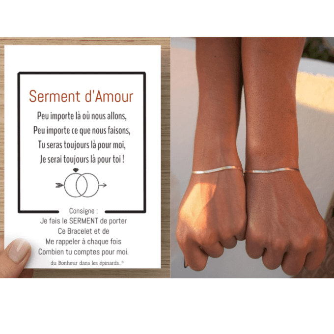 LOT DE 10 - CARTE SERMENT D'AMOUR + 2 BRACELETS SERMENT - R23D
