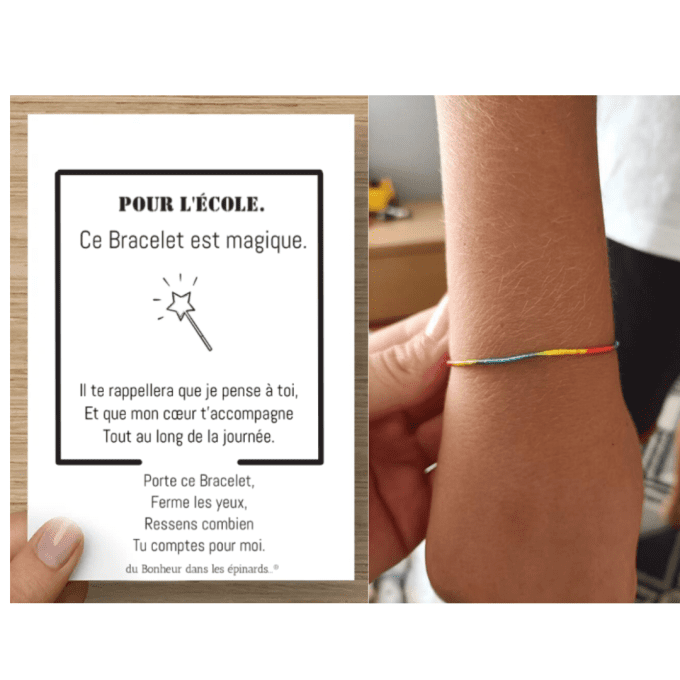 CARTE + LE BRACELET IMPERDABLE - POUR L'ECOLE - (de 1 à 10 Bracelets) - D12