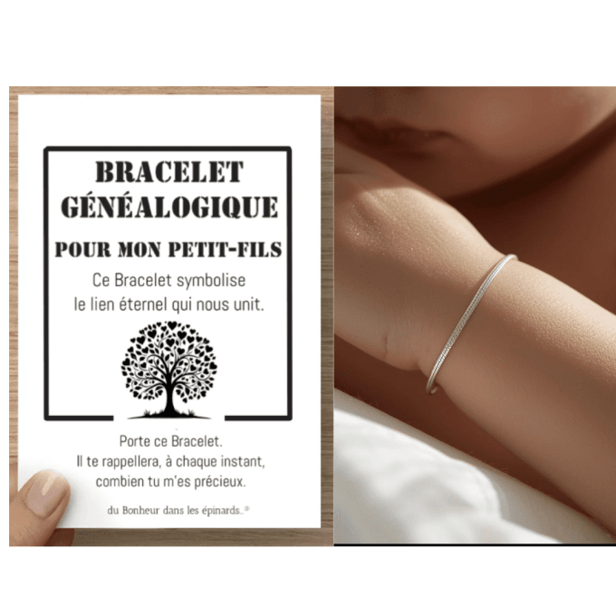 CARTE POUR MON PETIT-FILS + BRACELET GENEALOGIQUE (de 1 à 10 Bracelets) - D16 