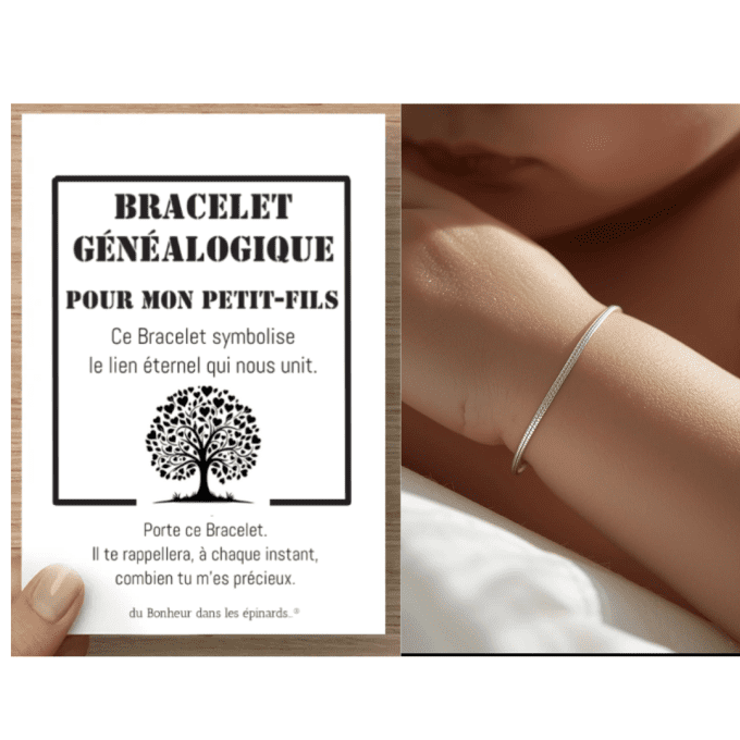 CARTE POUR MON PETIT-FILS + BRACELET GENEALOGIQUE (de 1 à 10 Bracelets) - D16  
