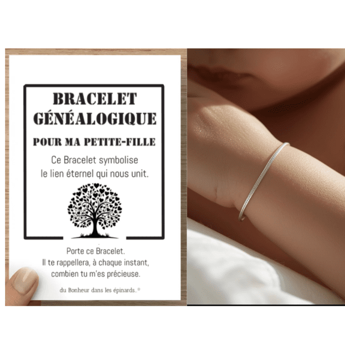 CARTE POUR MA PETITE-FILLE + BRACELET GENEALOGIQUE (de 1 à 10 Bracelets) - D16 