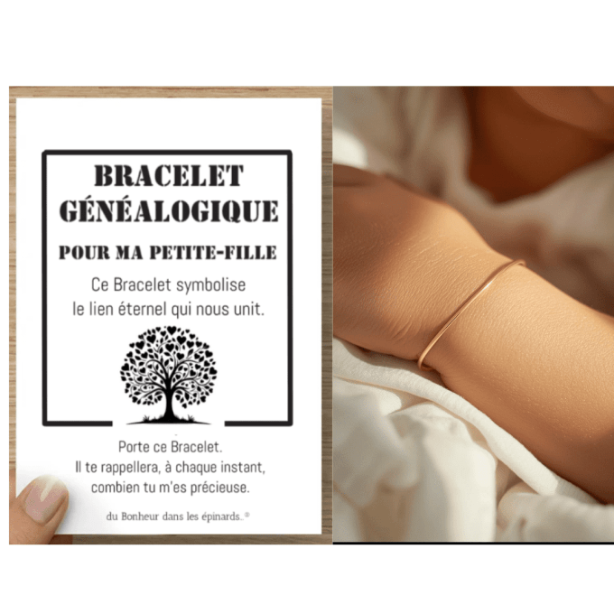 CARTE POUR MA PETITE-FILLE + BRACELET GENEALOGIQUE (de 1 à 10 Bracelets) - D16 