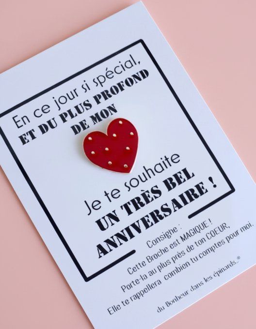CARTE EN CE JOUR SI SPECIAL+ 1 BROCHE COEUR EMAILLEE - A09