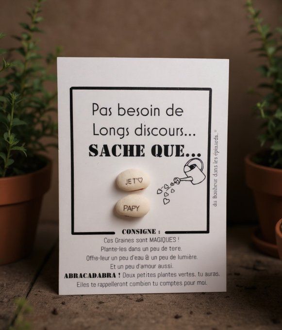 CARTE + 2 GRAINES MAGIQUES "JE T'AIME PAPY" - F30 