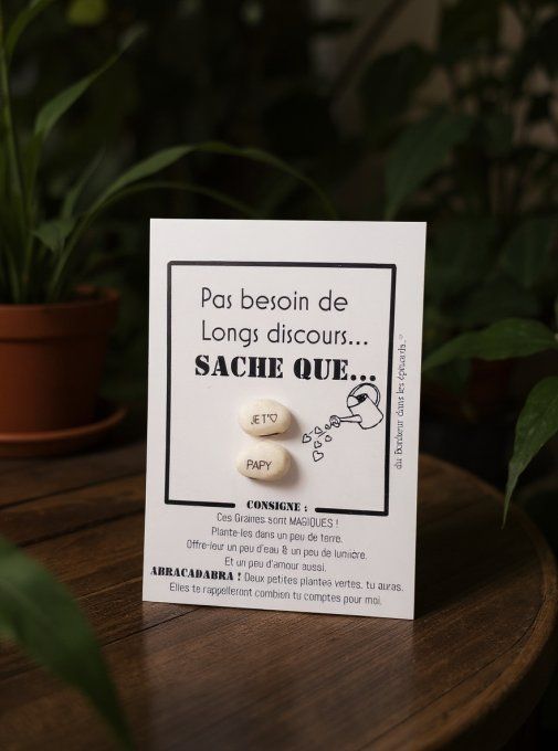 CARTE + 2 GRAINES MAGIQUES "JE T'AIME PAPY" - F30 