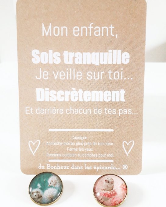 CARTE MON ENFANT + 1 BROCHE HERISSON - F10