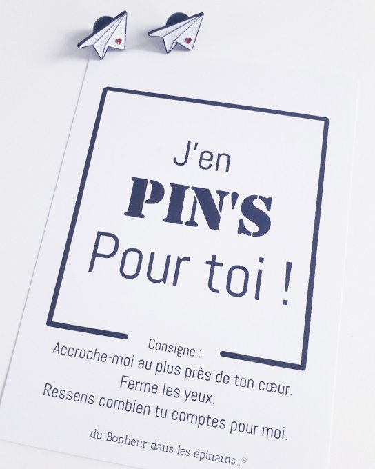 CARTE J'EN PIN'S POUR TOI + 2 PIN'S LOVE - R36