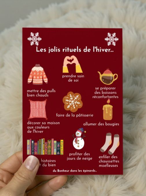 CARTE LES JOLIS RITUELS DE L'HIVER + SERVIETTE DE CUISINE - S27