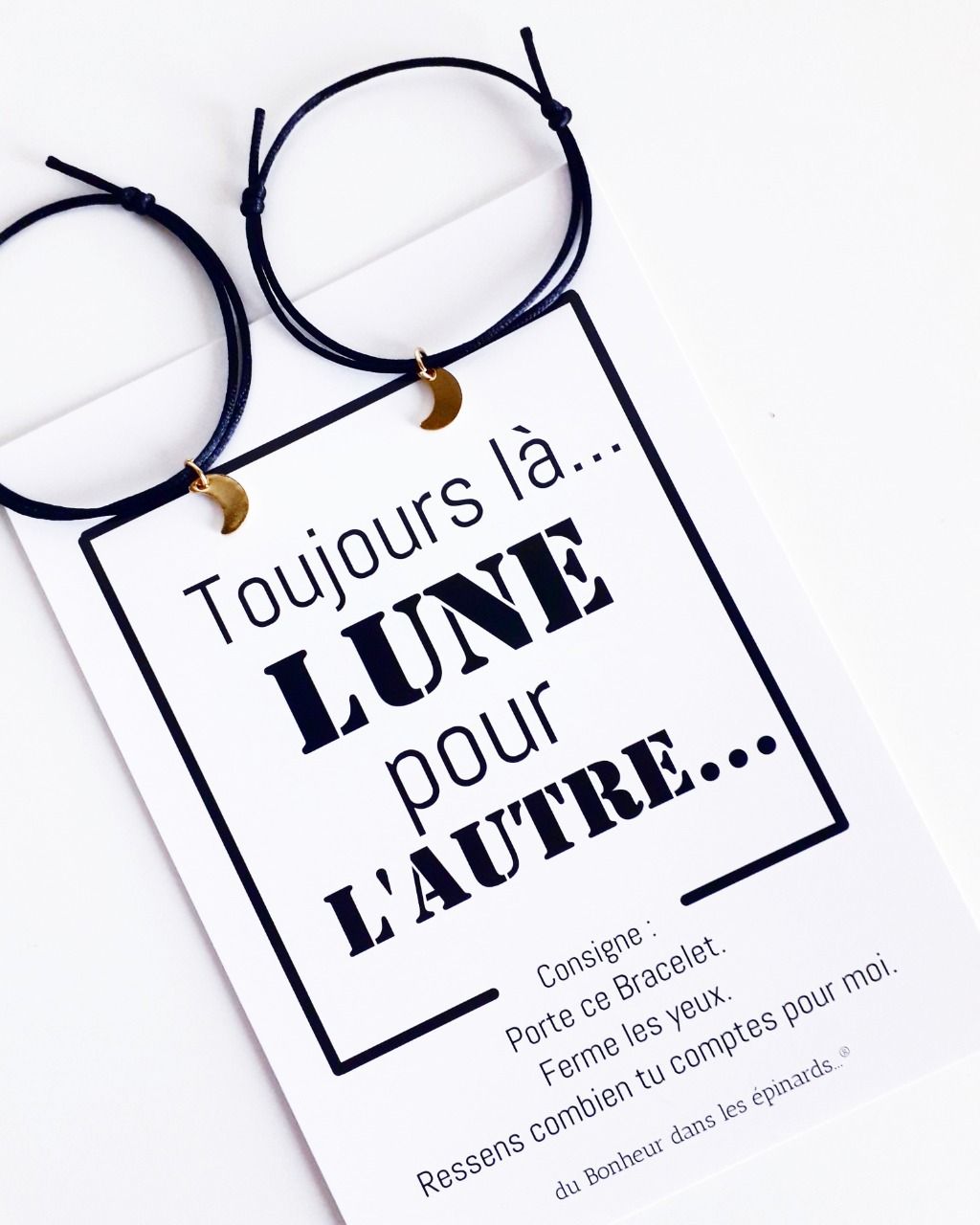 CARTE LUNE POUR L'AUTRE + 2 BRACELETS LUNES - 14 coloris disponibles - S06
