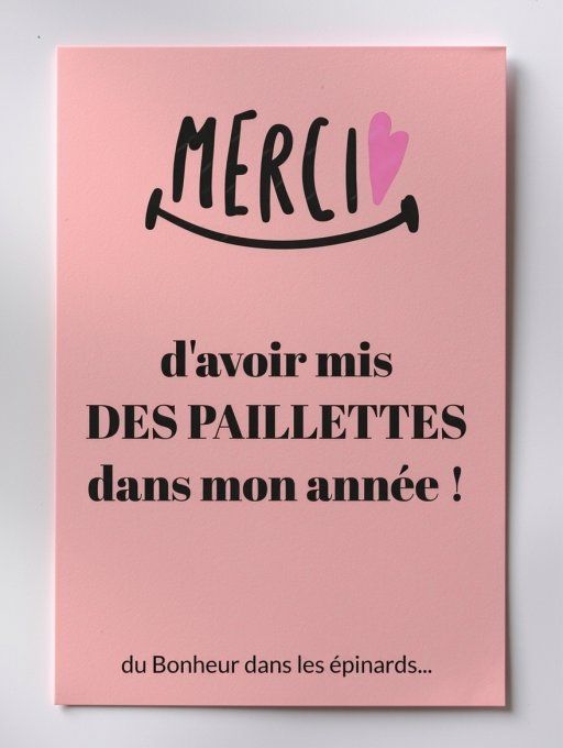 CARTE MERCI PAILLETTES + BRACELET PAILLETTES - D15