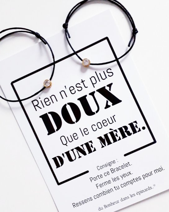 CARTE RIEN N'EST PLUS DOUX + DUO BRACELETS MERE-FILLE AVEC PIERRE ZIRCON - F16