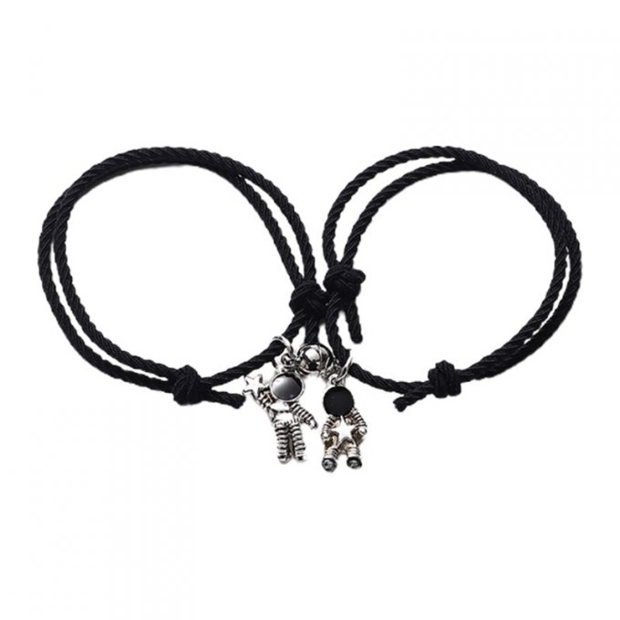 CARTE BIEN ARRIVEE + 2 BRACELETS  AIMANTS ASTRONAUTES NOIRS - R39