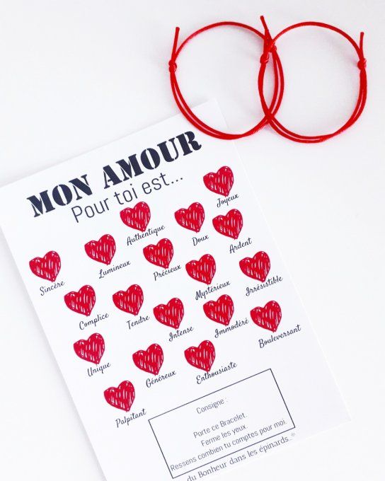 CARTE MON AMOUR POUR TOI + 2 BRACELETS PERMANENTS - R02