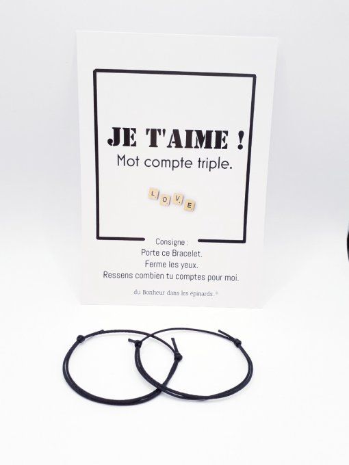 CARTE  MOT COMPTE TRIPLE + 2 BRACELETS PERMANENTS - R17