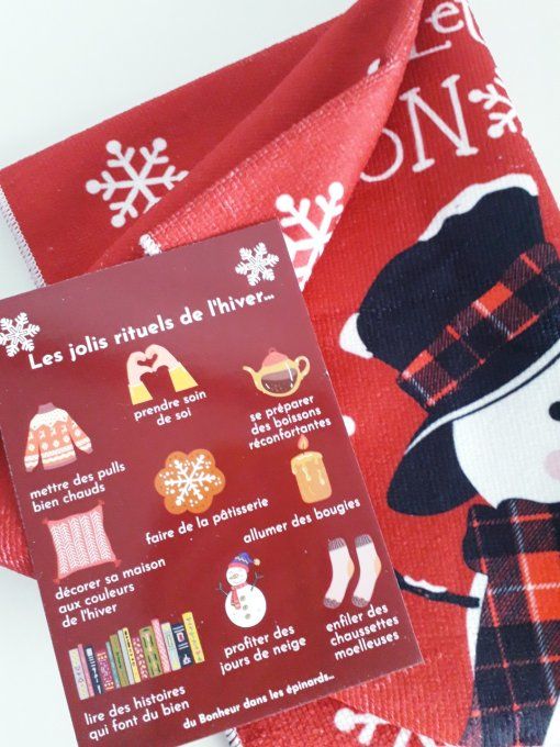 CARTE LES JOLIS RITUELS DE L'HIVER + SERVIETTE DE CUISINE