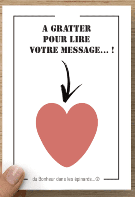 CARTE A GRATTER PERSONNALISEE COEUR - coloris au choix
