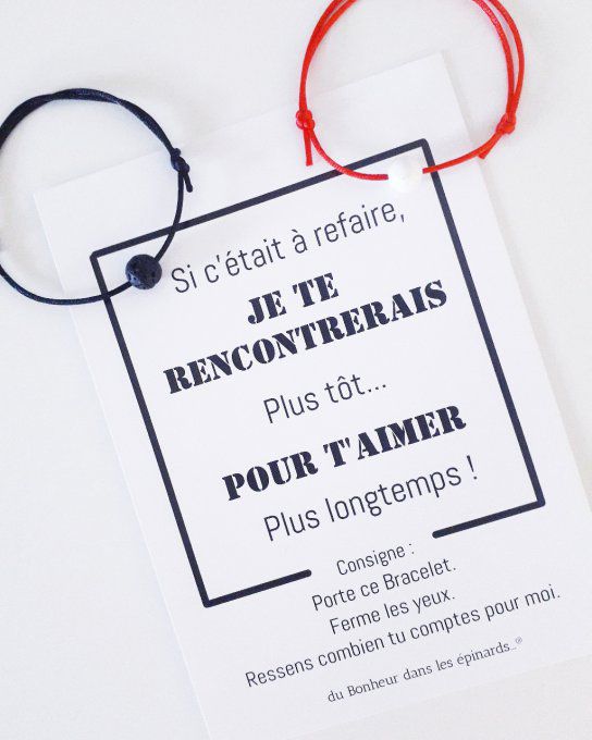 CARTE SI C'ETAIT A REFAIRE + 2 BRACELETS PERLE - R13