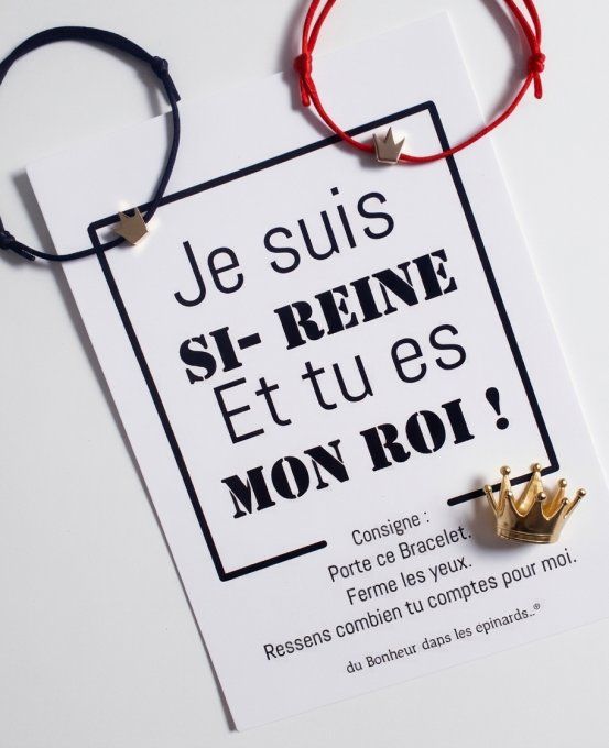 CARTE SI REINE & ROI + 2 BRACELETS COURONNES - R20