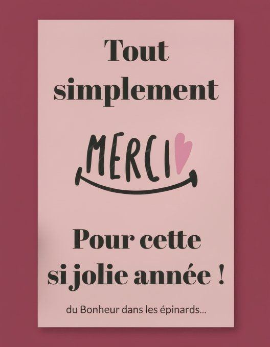 LOT DE 5 CARTES CARTES-BIJOUX- FIN D'ANNEE SCOLAIRE - MERCI
