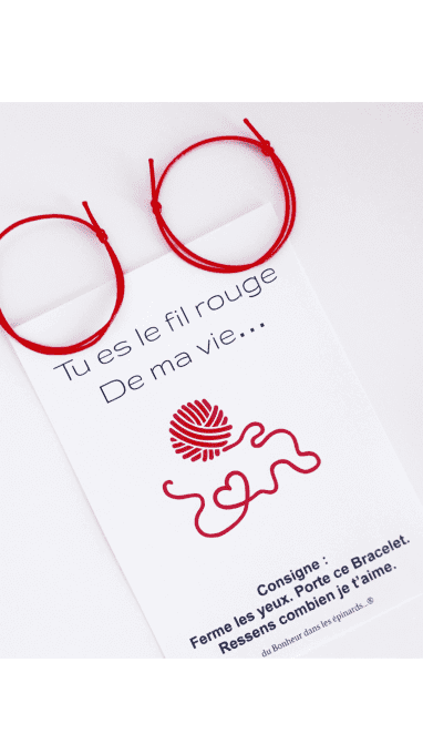 CARTE TU ES LE FIL ROUGE DE MA VIE + 2 BRACELETS - R01 