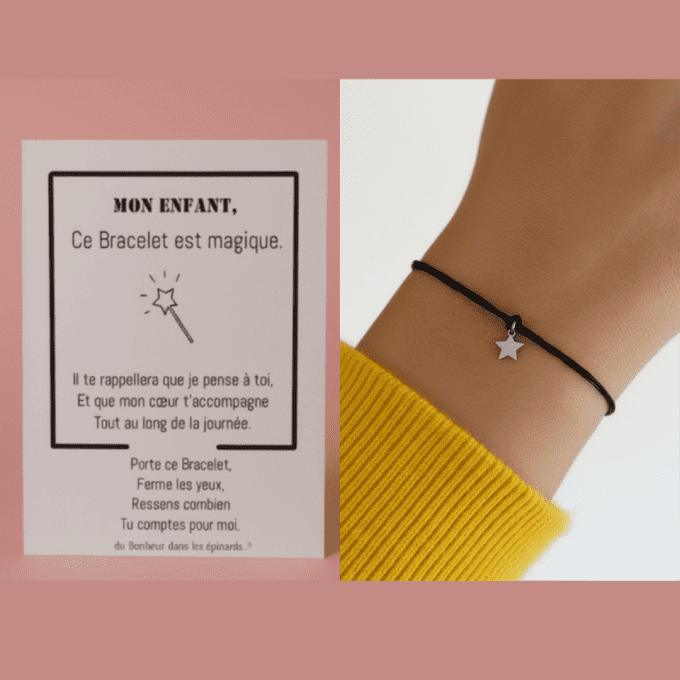CARTE + LE BRACELET IMPERDABLE ETOILE - MON ENFANT - D13 (de 1 à 10 Bracelets)